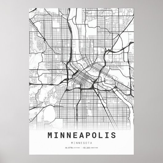 Stadsplattegrond van Minneapolis Poster (Voorkant)