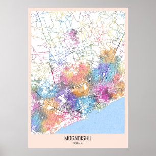 Stadsplattegrond van Mogadishu Somalië Poster