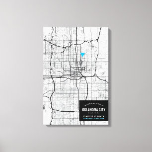 Stadsplattegrond van Oklahoma + Markeer uw locatie Canvas Afdruk