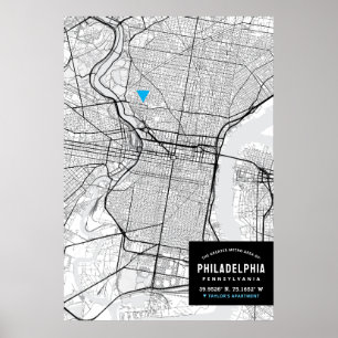 Stadsplattegrond van Philadelphia + Markeer uw loc Poster