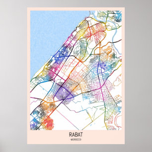 Stadsplattegrond van Rabat Marokko Poster