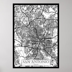 Stadsplattegrond van San Antonio USA Poster