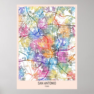 Stadsplattegrond van San Antonio USA Poster