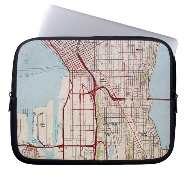 Stadsplattegrond van Seattle Laptop Sleeve (Voorkant)