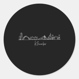 Stadsprofiel Charkov Charkiv Oekraïne Ronde Sticker