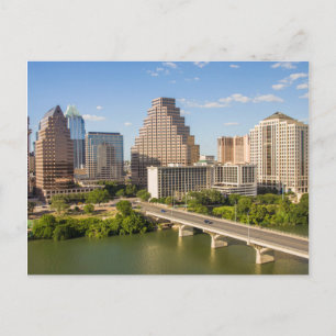 Stadsprofiel in het centrum bij Lady Bird Lake Briefkaart