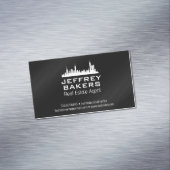 Stadsprofiel | Zwarte Textuur Magnetisch Visitekaartje (Voorbeeld)