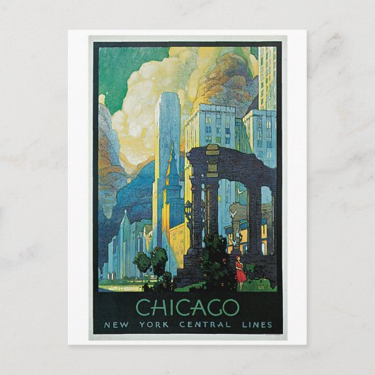 stadsreis Chicago uit 1920 Briefkaart (Voorkant)