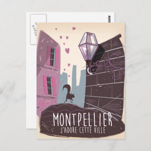 Stadsreisposter Montpellier Frankrijk Briefkaart (Voorkant / Achterkant)
