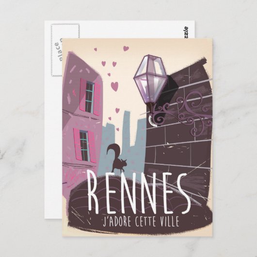 Stadsreisposter Rennes Frankrijk Briefkaart (Voorkant / Achterkant)