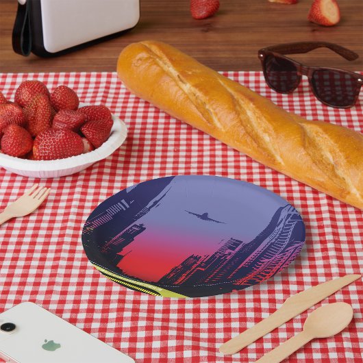 Stadsscène in Dusk Papieren Bordje