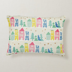 Stadsstraat lichtachtergrond, groene ombre strepen accent kussen