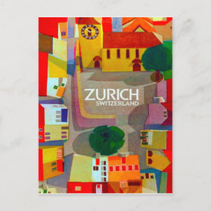 Stadsstraten van Zürich, Zwitserland. Luchtbeeld Briefkaart