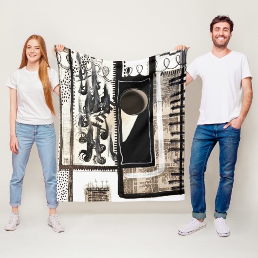 Stadstaal Zwart-wit Fleece Deken (In situ)