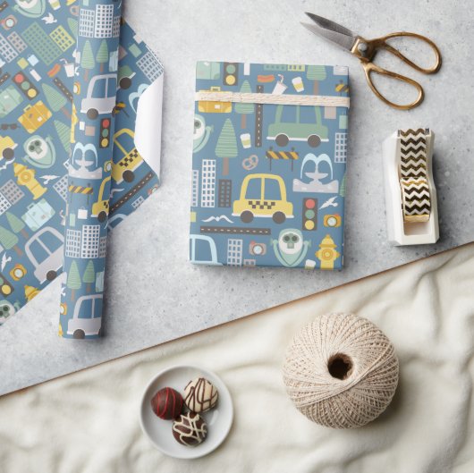 Stadsverkeer - Kinderen Cadeaupapier (Crafts)