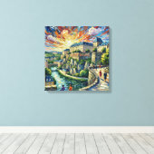 Stadsversterking Luxemburg Panorama Uitgerekte Can Canvas Afdruk (Insitu (Houten vloer))