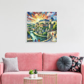 Stadsversterking Luxemburg Panorama Uitgerekte Can Canvas Afdruk (Insitu (Woonkamer))