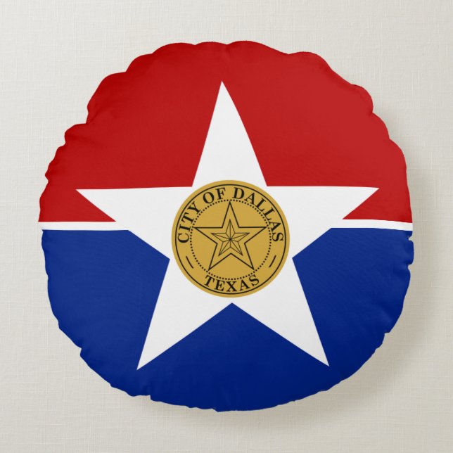 Stadsvlag Dallas (Texas) Rond Kussen (Voorkant)