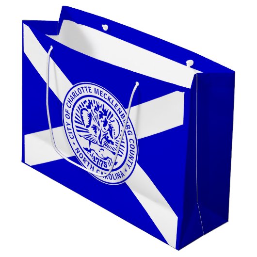 Stadsvlag van Charlotte (North Carolina) Groot Cadeauzakje (Voorkant Gekanteld)