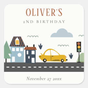 Stadswagen Kinder autoweg Elke dag van de avond Vierkante Sticker