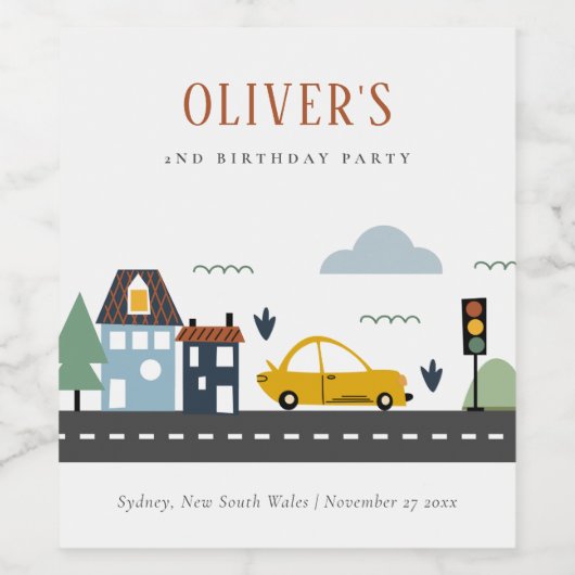 Stadswagen Kinder autoweg Elke dag van de avond Wijn Etiket (Enkel label)