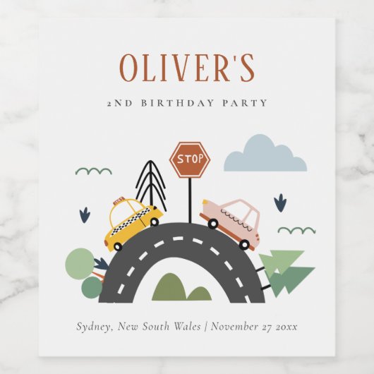 Stadswagen Kinder autoweg Elke dag van de avond Wijn Etiket (Enkel label)