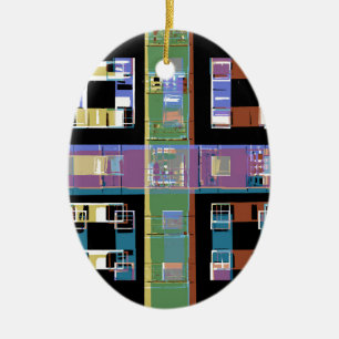 Stadswoningen 's nachts keramisch ornament