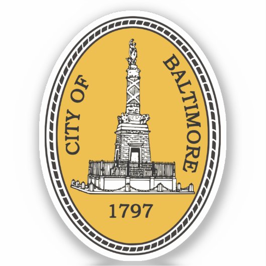Stadszegel van Baltimore, MD Sticker (Voorkant)