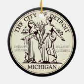 Stadszegel van Detroit Keramisch Ornament (Achterkant)