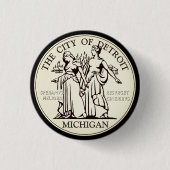 Stadszegel van Detroit Ronde Button 3,2 Cm (Voorkant)