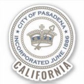 Stadszegel van Pasadena, Californië Sticker (Voorkant)