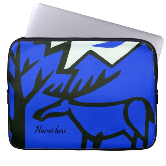Staf in bergen, naïef abstract laptop sleeve (Voorkant)