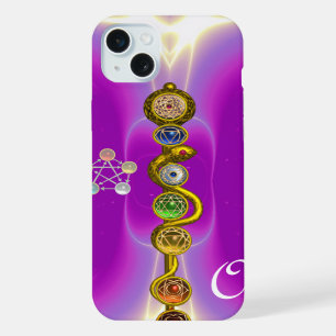 STAF VAN ASCLEPIUS 7 CHAKRA'S, YOGA, SPIRITUELE EN iPhone 15 PLUS CASE