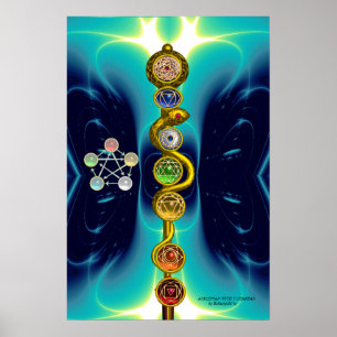 STAF VAN ASCLEPIUS 7 CHAKRA'S, YOGA, SPIRITUELE EN POSTER