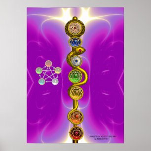 STAF VAN ASCLEPIUS 7 CHAKRA'S, YOGA, SPIRITUELE EN POSTER