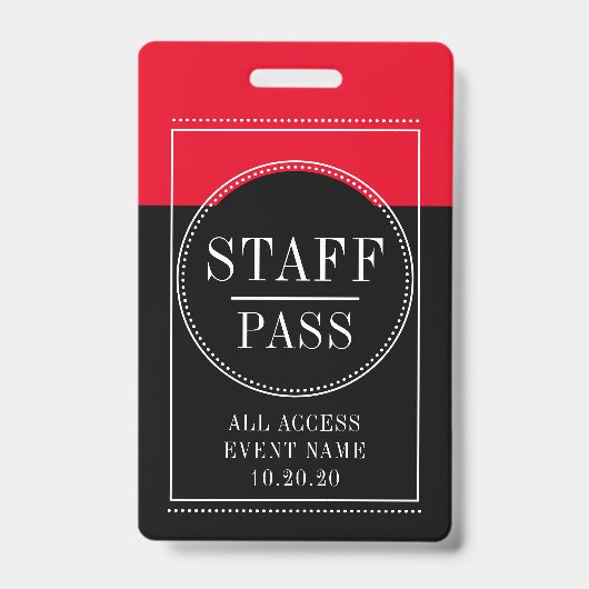 Staff All Access Event Red Black Badge (Face)