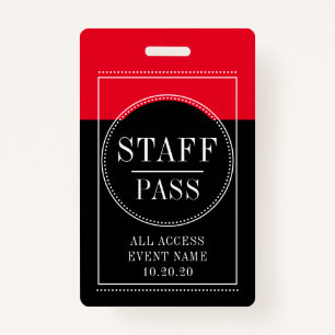 Staff All Access Event Red Black Badge