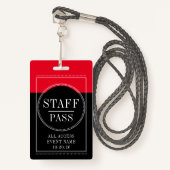 Staff All Access Event Red Black Badge (Devant avec lanière)