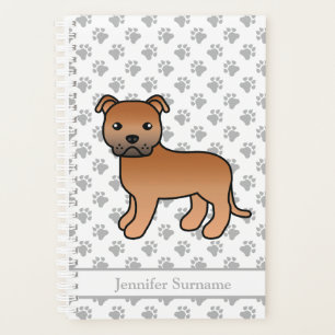 Staffie anglais rouge mignon Chien de dessin animé