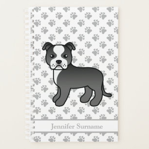 Staffie noir et blanc Chien de dessin animé mignon