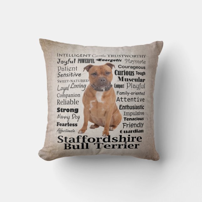 Staffie Traits Pillow Kussen (Voorkant)