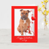 Staffie Valentijnskaart Kaart (Gele Bloem)