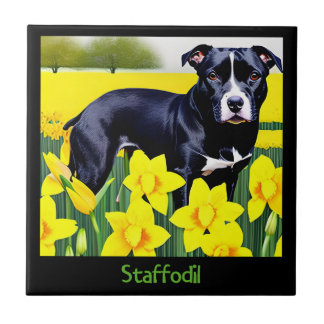 Staffodil - Staffy in the Daffodils Tegeltje