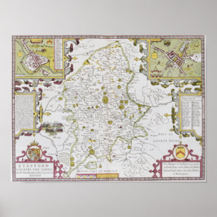 Stafford County en Town, gegraveerd door Jodocus Poster