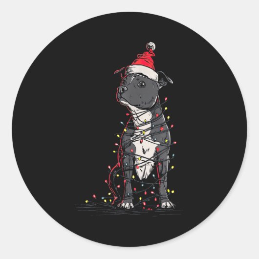 Staffordshire Bull Terrier Christmas Graphics Dog  Ronde Sticker (Voorkant)