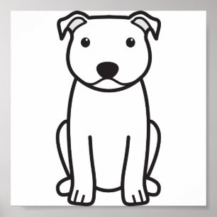 Staffordshire Bull Terrier Dog Cartoon Poster