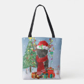 Staffordshire Bull Terrier Dog in Snow met Kerstmi Draagtas (Achterkant)