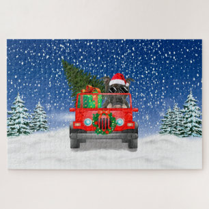 Staffordshire Bull Terrier dog met kerstcadeau Legpuzzel