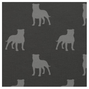 Staffordshire Bull Terrier Dog Silhouettes Pattern Stof
