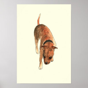Staffordshire Bull Terrier Fun Waterverf Dog Art Poster